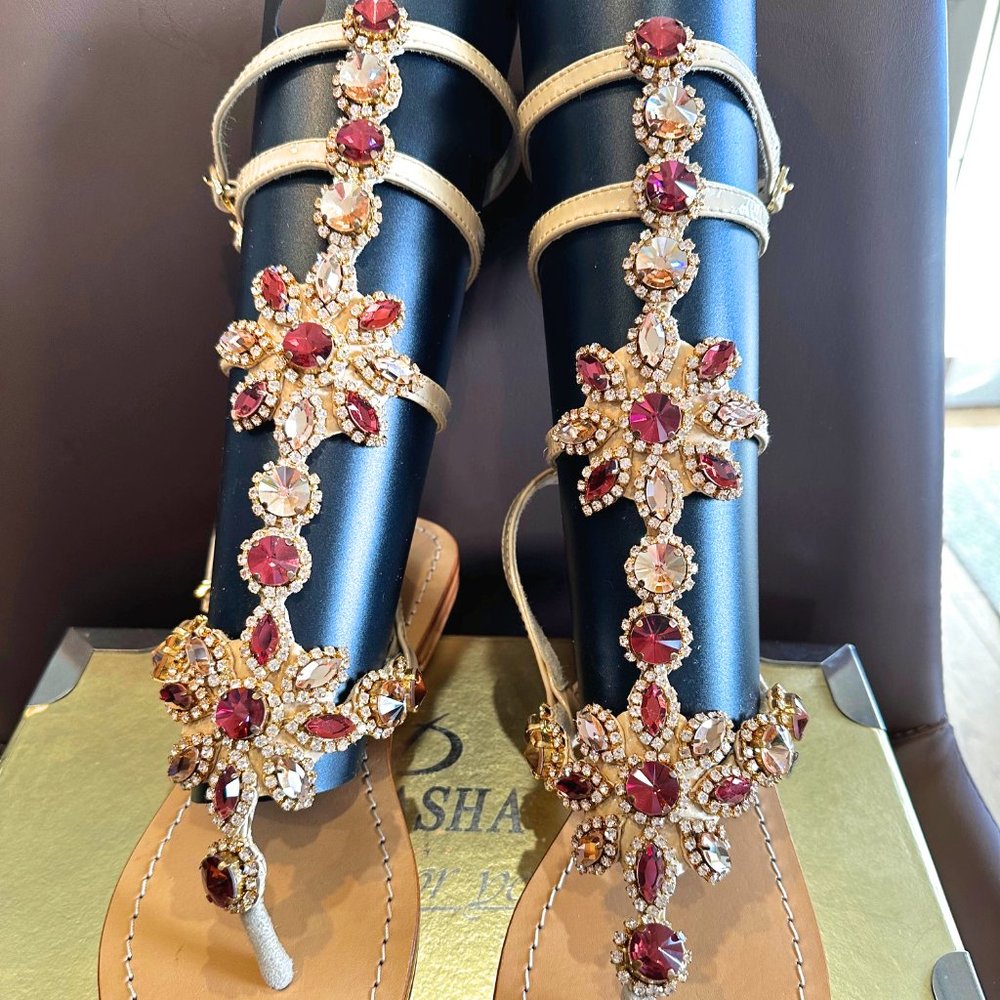 Pasha Jeweled Gladiator Sandals Hisingen Style Fits Size 7